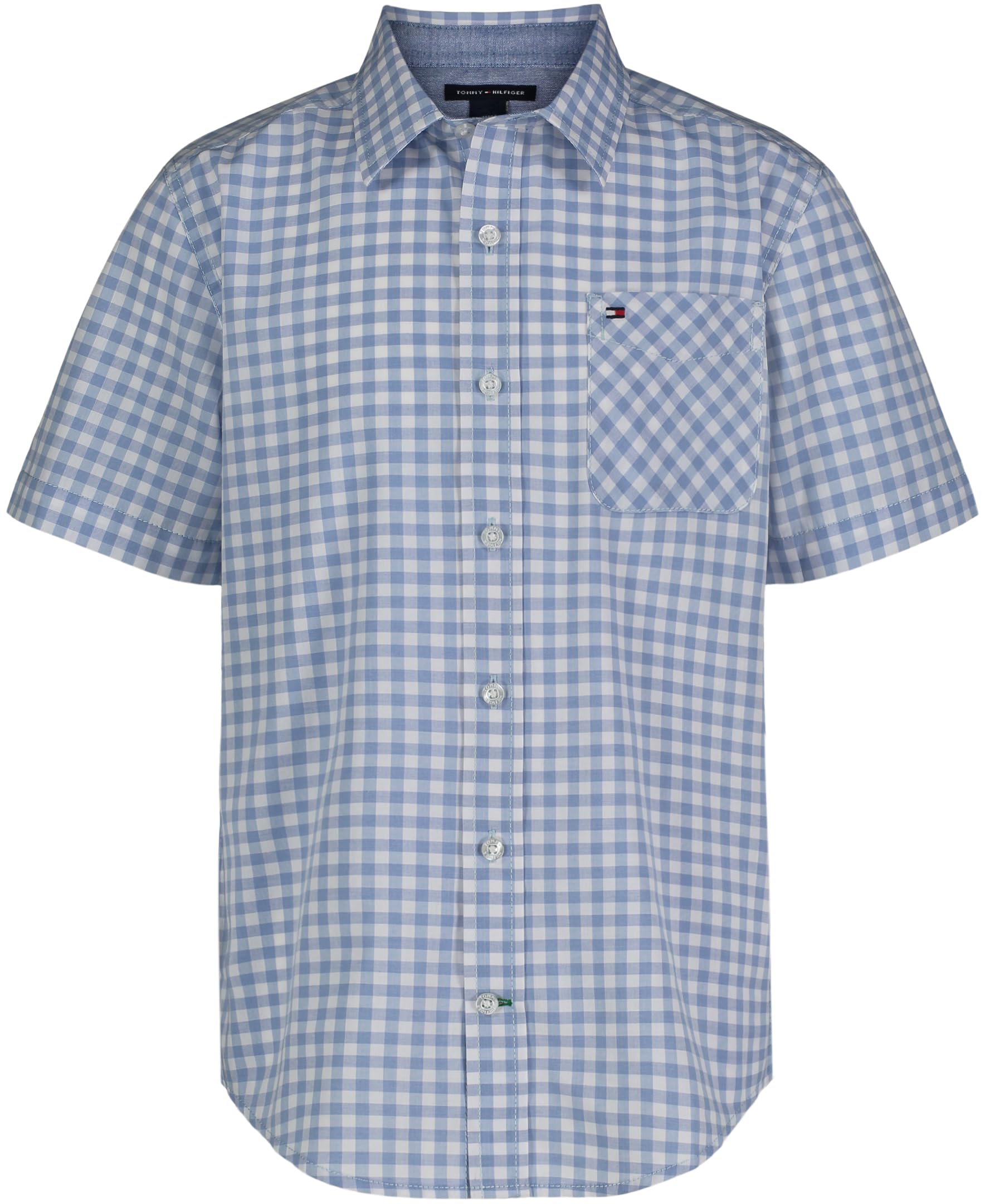 Tommy Hilfiger Boy's Short Sleeve Blue Skies Plaid Shirt (Big Kids)